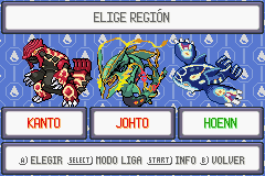 Seletor de região de Pokémon Quetzal com Hoenn selecionada
